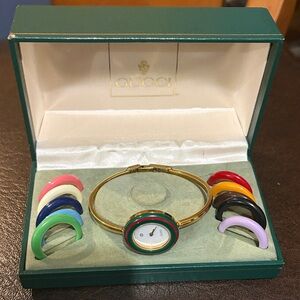Gucci Women's Gold Watch with Interchangeable Bezels